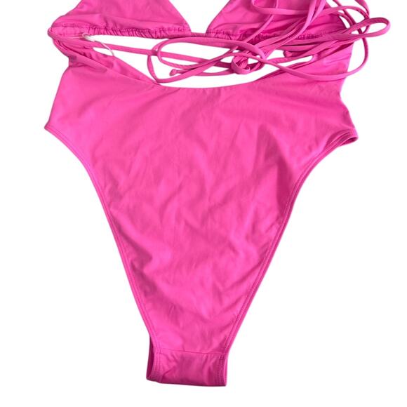 NWT Frankies Bikinis Gemma One Piece Wrap Swimsuit Knockout Pink Size S - Picture 12 of 12